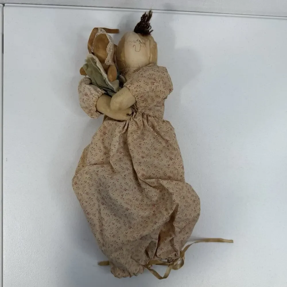 Vtg Attic Babies‎ Primitive Raggady Rag Doll With Baby by Marty Maschino 17